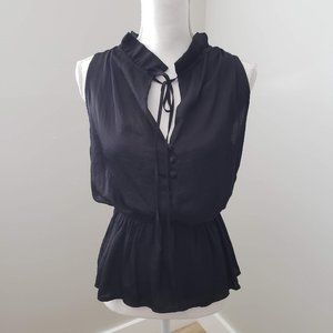 Romeo & Juliet Couture Sleeveless Frill Blouse Black Size Small